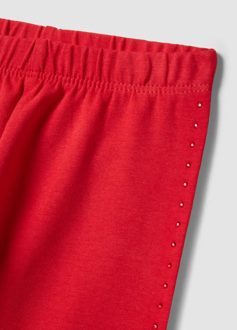 Leggings In Cotone Elasticizzato Rossi Da Bimba Slim Fit, Bambina, Rosso miniatura 3