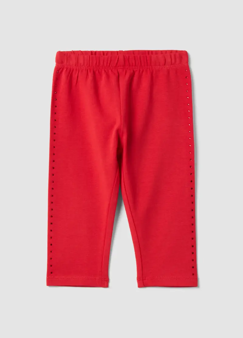 Leggings In Cotone Elasticizzato Rossi Da Bimba Slim Fit, Bambina, Rosso