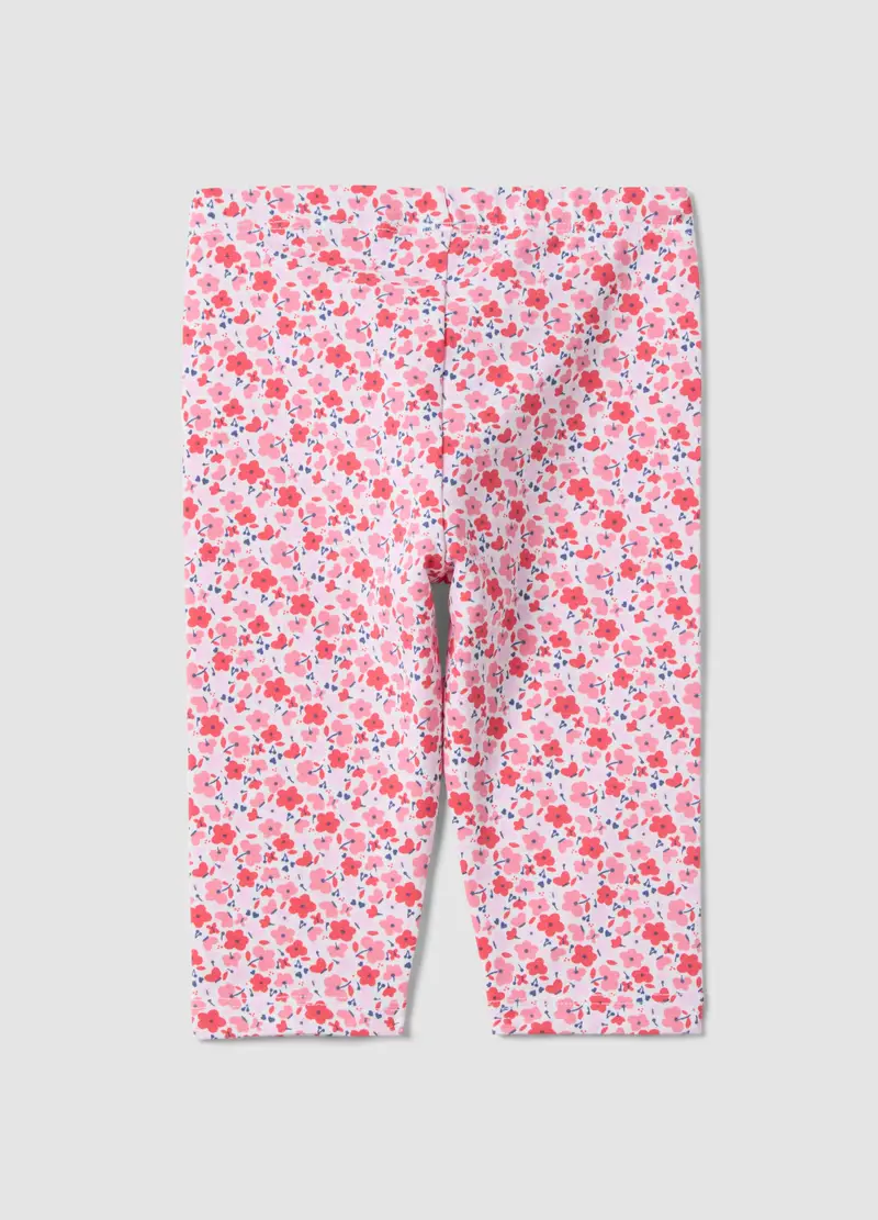 Leggings Slim In Cotone Elasticizzato Multicolor Da Bimba Con Fiori, Bambina, Multicolor miniatura 2