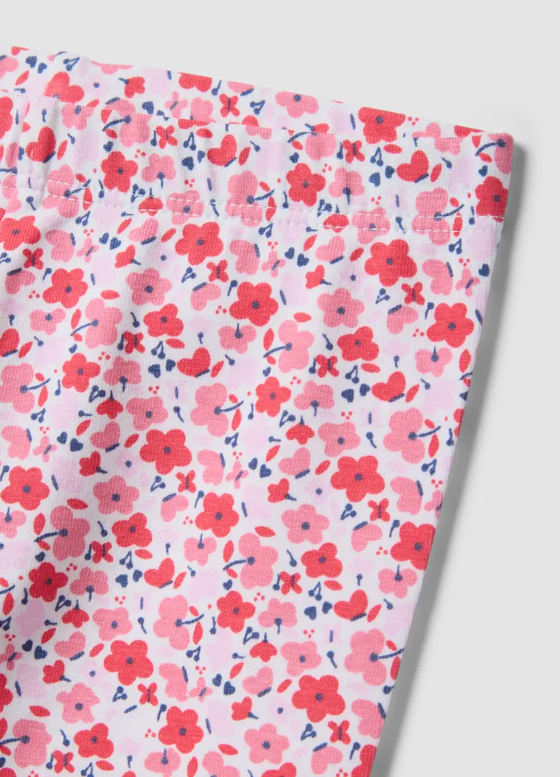 Leggings Slim In Cotone Elasticizzato Multicolor Da Bimba Con Fiori, Bambina, Multicolor miniatura 3