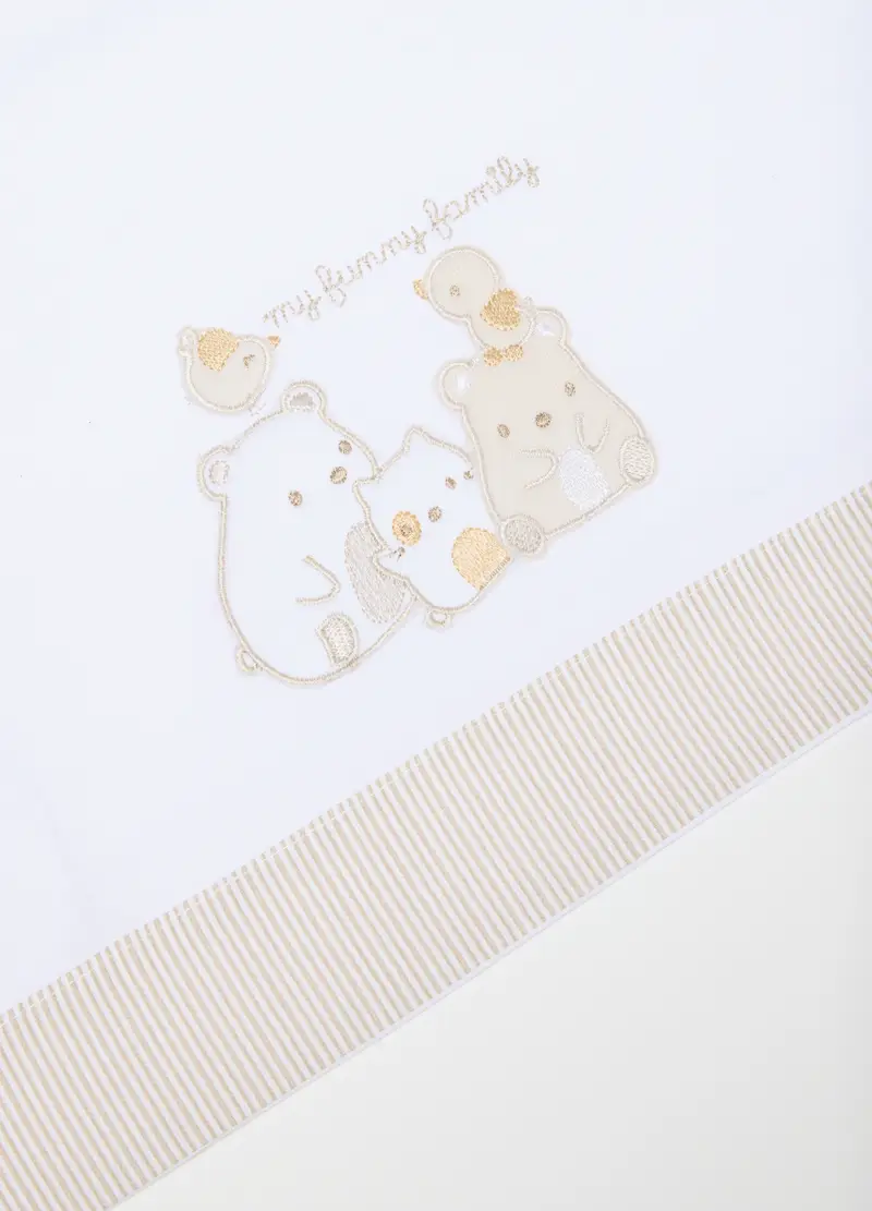 Lenzuolino In Puro Cotone Multicolor Da Neonato Con Ricami, Unisex, Multicolor miniatura 2