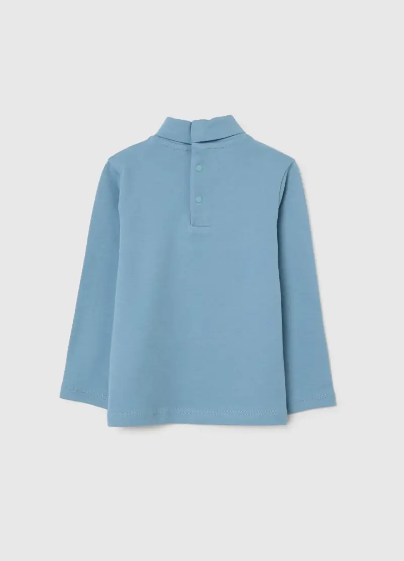 Maglia Azzurra Da Bimbo A Collo Alto In Puro Cotone Regular Fit, Bambino, Azzurro miniatura 2