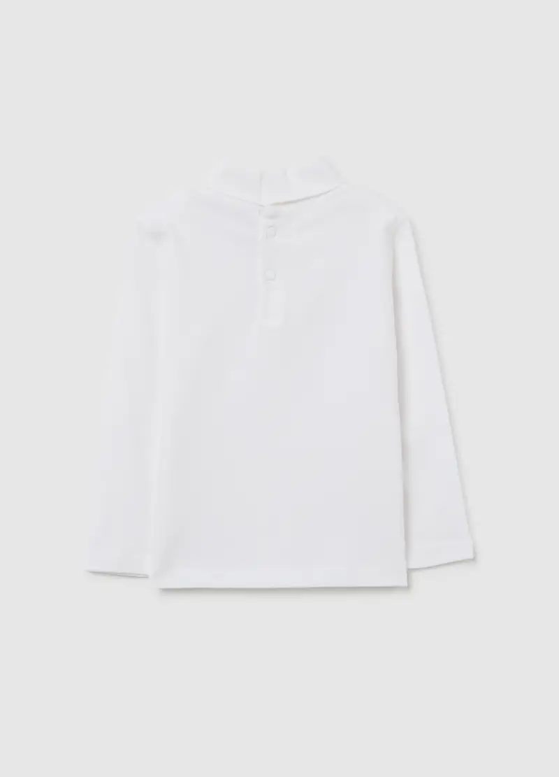 Maglia Bianca A Collo Alto Da Bimbo In Puro Cotone Regular Fit, Bambino, Bianco miniatura 2