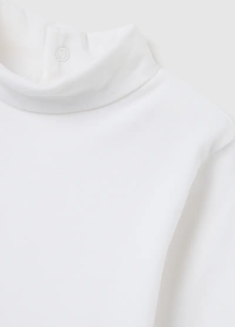 Maglia Bianca A Collo Alto Da Bimbo In Puro Cotone Regular Fit, Bambino, Bianco miniatura 3