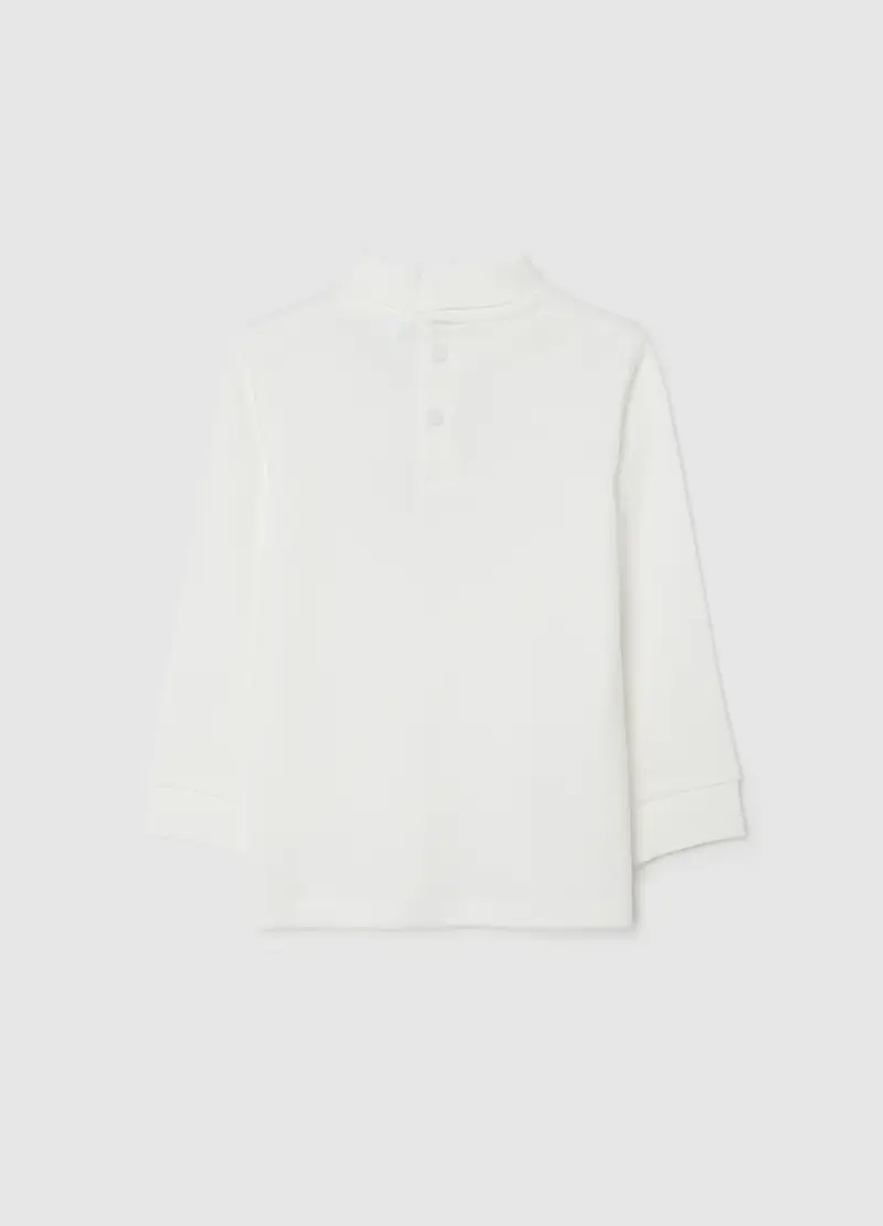 Maglia Bianca Da Bimbo A Collo Alto In Puro Cotone Regular Fit, Bambino, Bianco miniatura 2