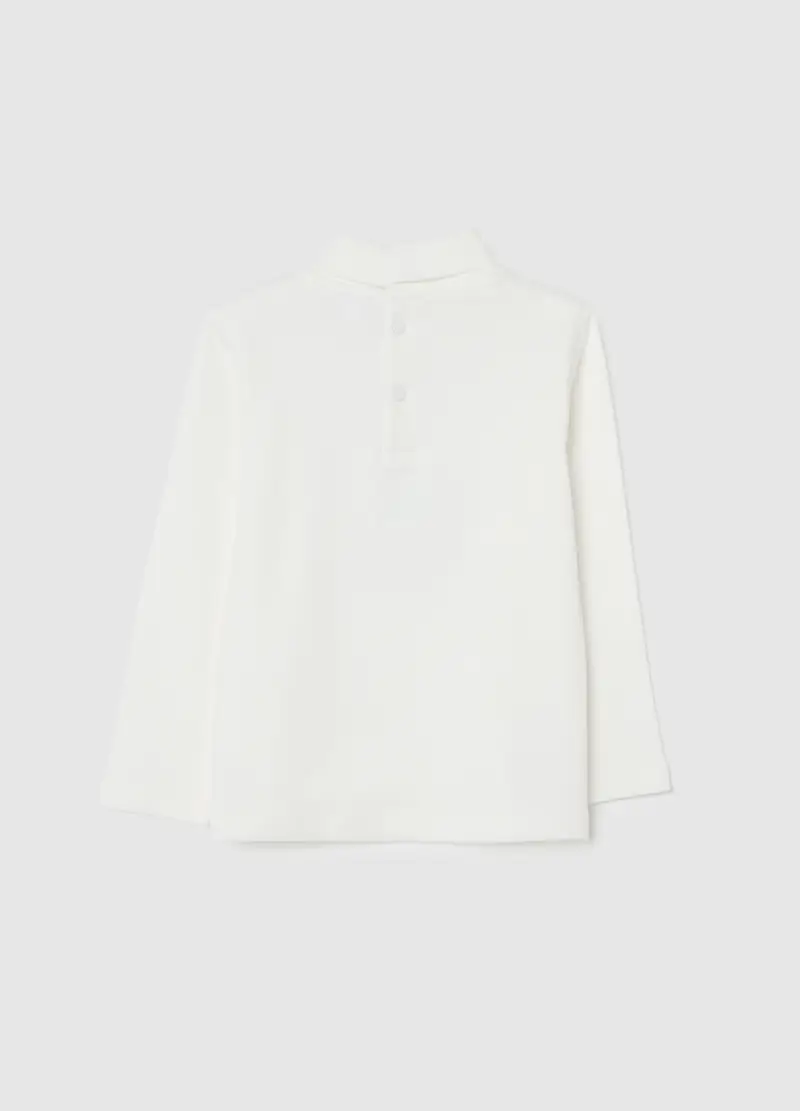 Maglia Bianca Da Bimbo A Collo Alto In Puro Cotone Regular Fit, Bambino, Bianco miniatura 2