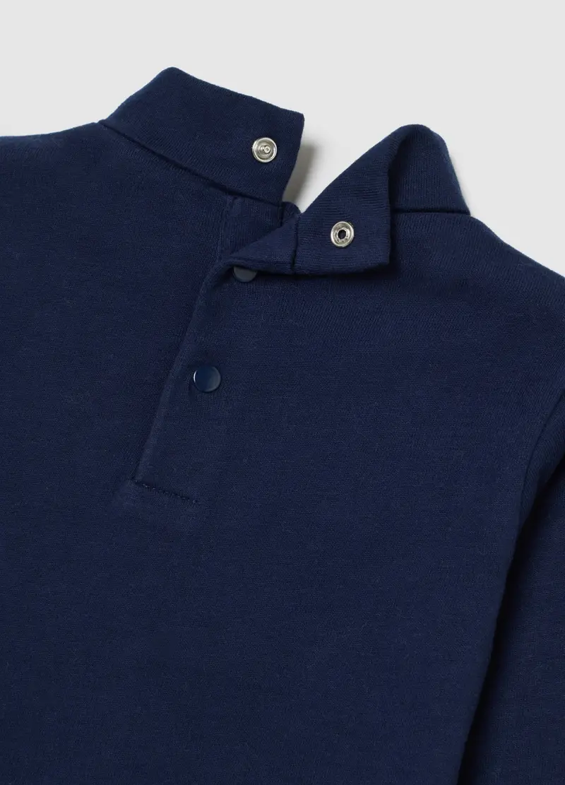 Maglia Blu A Collo Alto Da Bimbo In Puro Cotone Regular Fit, Bambino, Blu miniatura 3