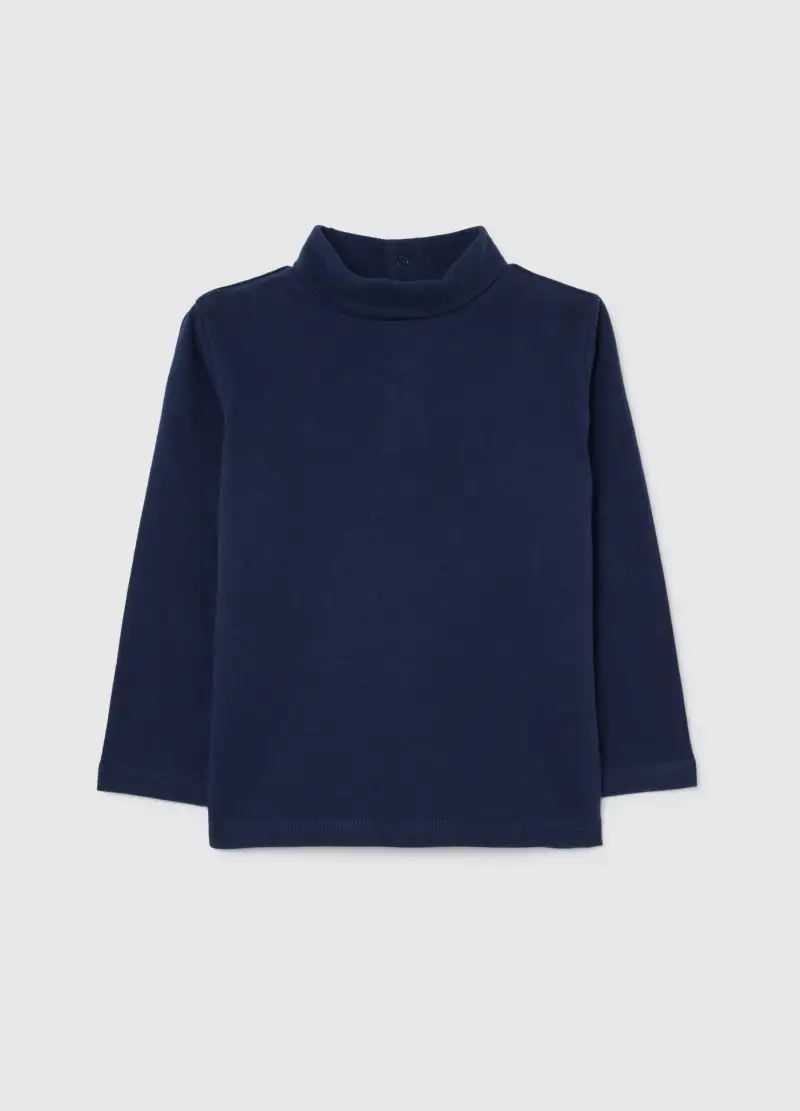 Maglia Blu A Collo Alto Da Bimbo In Puro Cotone Regular Fit, Bambino, Blu