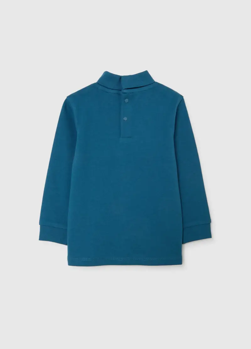 Maglia Blu Da Bimbo A Collo Alto In Puro Cotone Regular Fit, Bambino, Blu miniatura 2