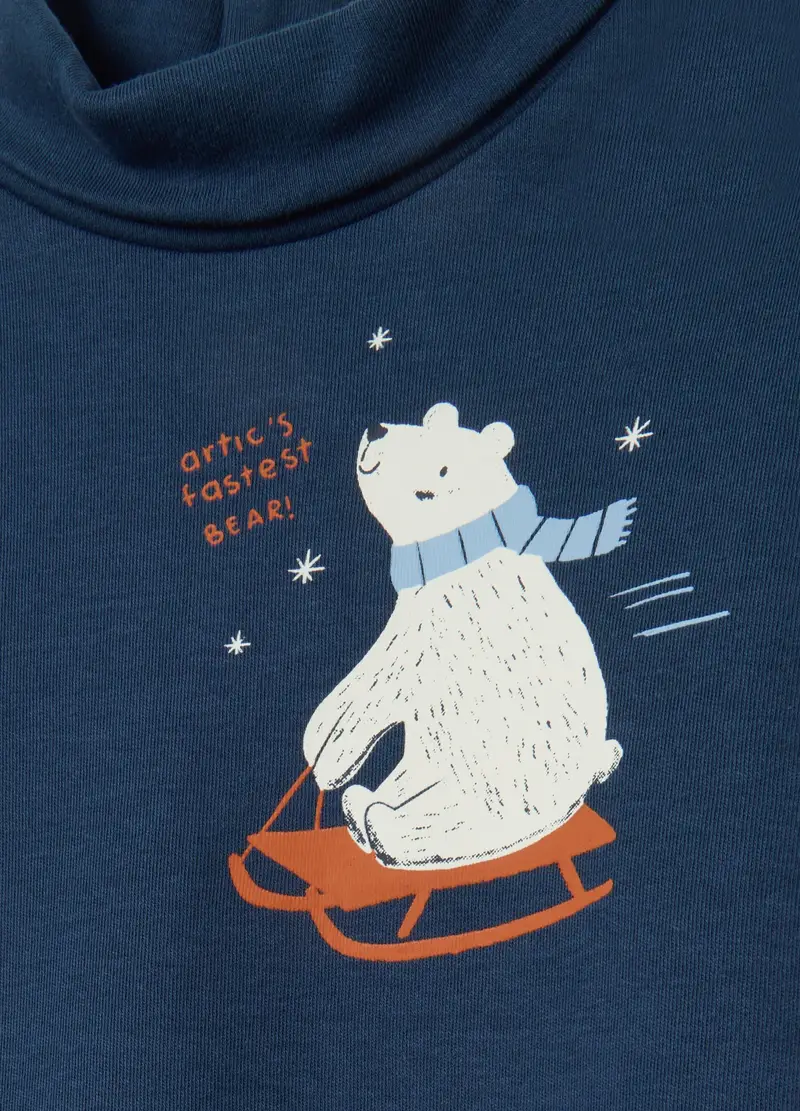 Maglia Blu Da Bimbo Con Stampa In Misto Cotone Regular Fit, Bambino, Blu miniatura 3