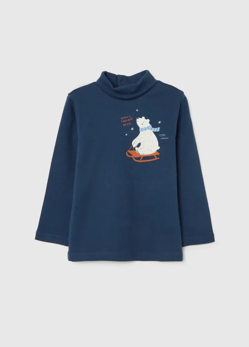 Maglia Blu Da Bimbo Con Stampa In Misto Cotone Regular Fit, Bambino, Blu