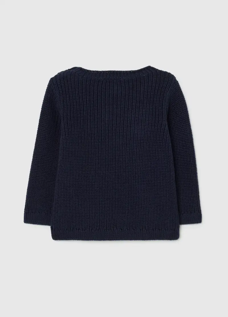 Maglia Blu Da Neonata In Puro Cotone Regular Fit Con Scritta, Neonato, Blu miniatura 2