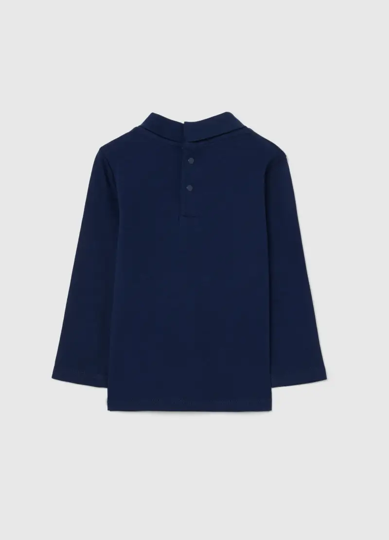 Maglia Blu Mock Neck Da Bimbo In Puro Cotone Regular Fit Con Stampa, Bambino, Blu miniatura 2