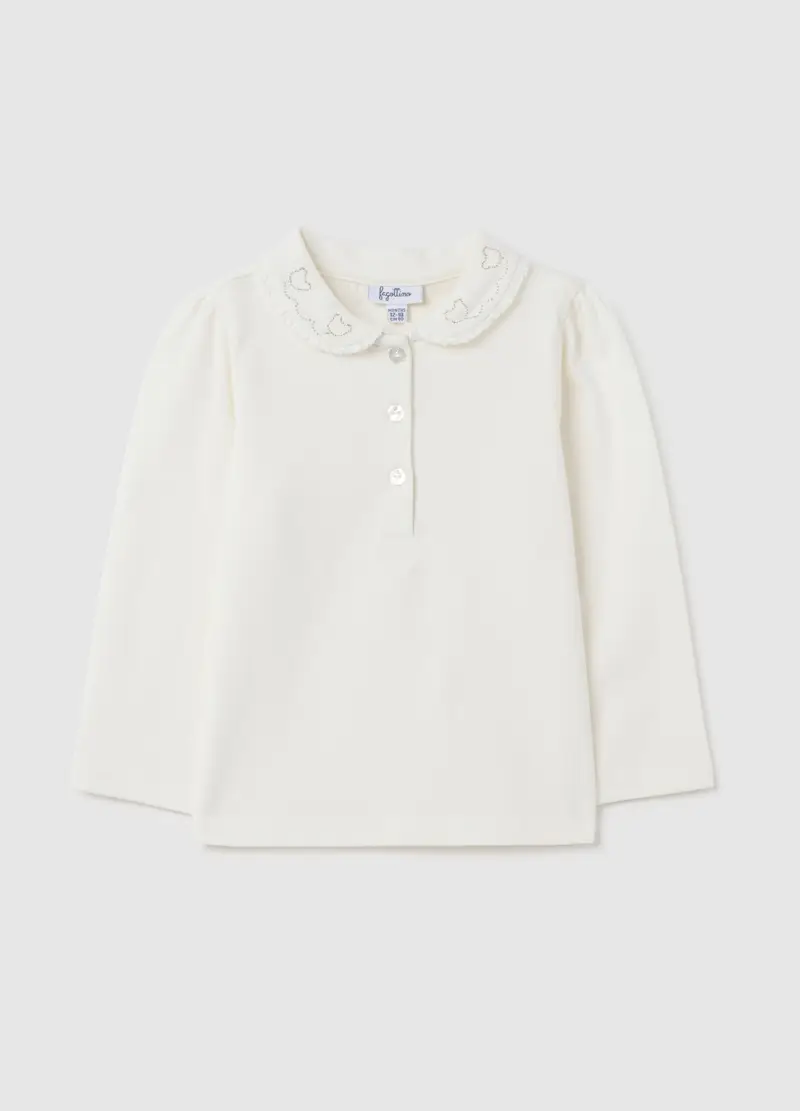 FAGOTTINO, Maglia Da Bambina In Cotone Elasticizzato Bianca Regular Fit, Bianco, Taglia: 12-18