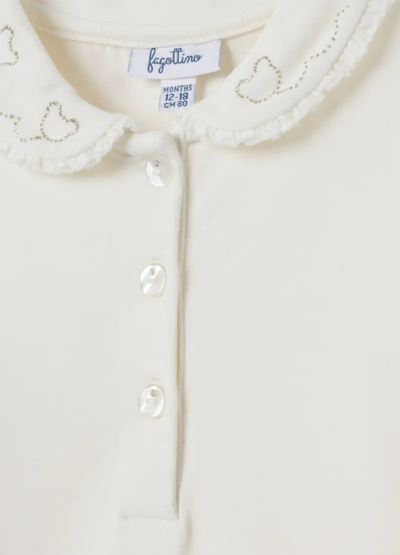 FAGOTTINO, Maglia Da Bambina In Cotone Elasticizzato Bianca Regular Fit, Bianco, Taglia: 12-18 miniatura 2