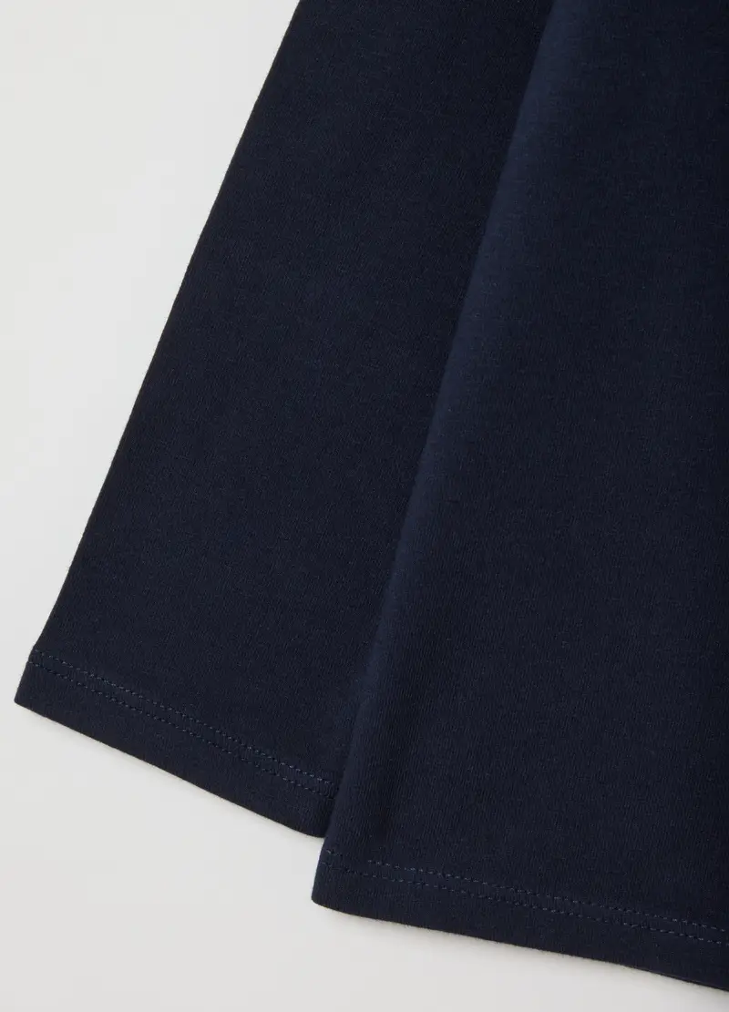 Maglia Da Bambina In Misto Cotone Elasticizzato Blu Con Collo Alto, Blu miniatura 3