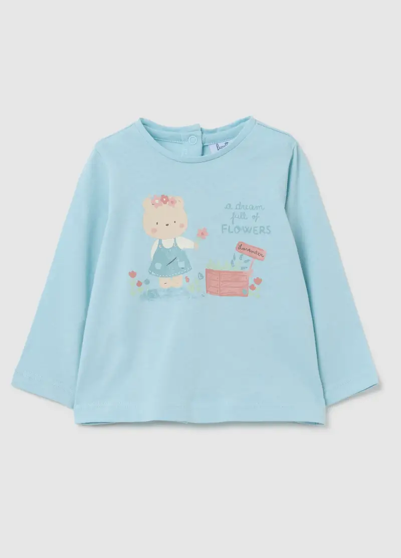 FAGOTTINO, Maglia Da Bambina In Puro Cotone Azzurra Regular Fit, Neonata, Azzurro, Taglia: 3-6