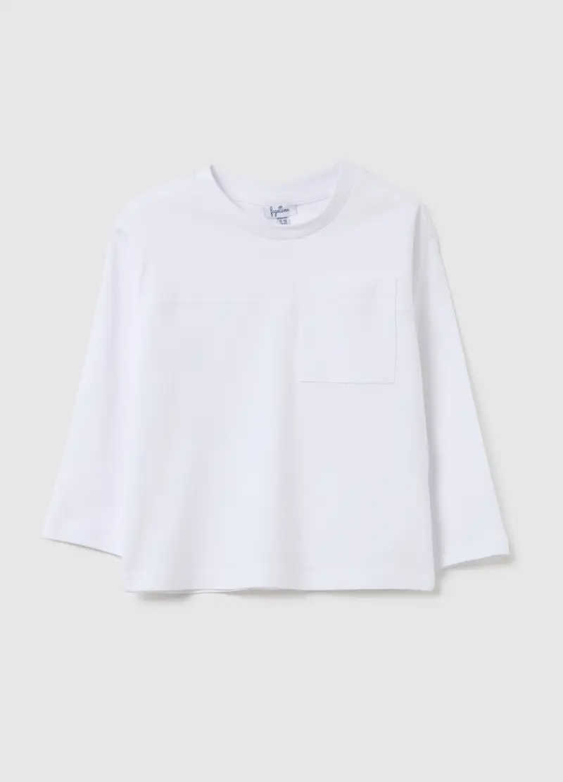 Maglia Da Bambino In Puro Cotone Bianca Regular Fit, Bianco