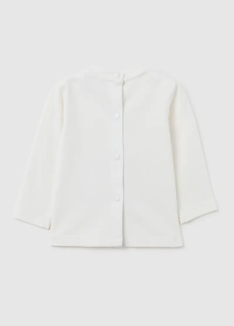 Maglia Da Bambino In Puro Cotone Bianca Regular Fit, Neonato, Bianco miniatura 2