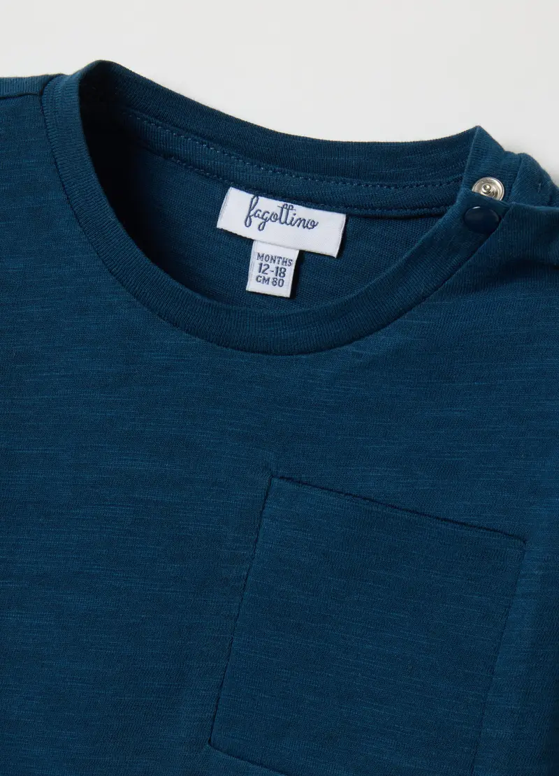 Maglia Da Bambino In Puro Cotone Blu, Blu miniatura 3