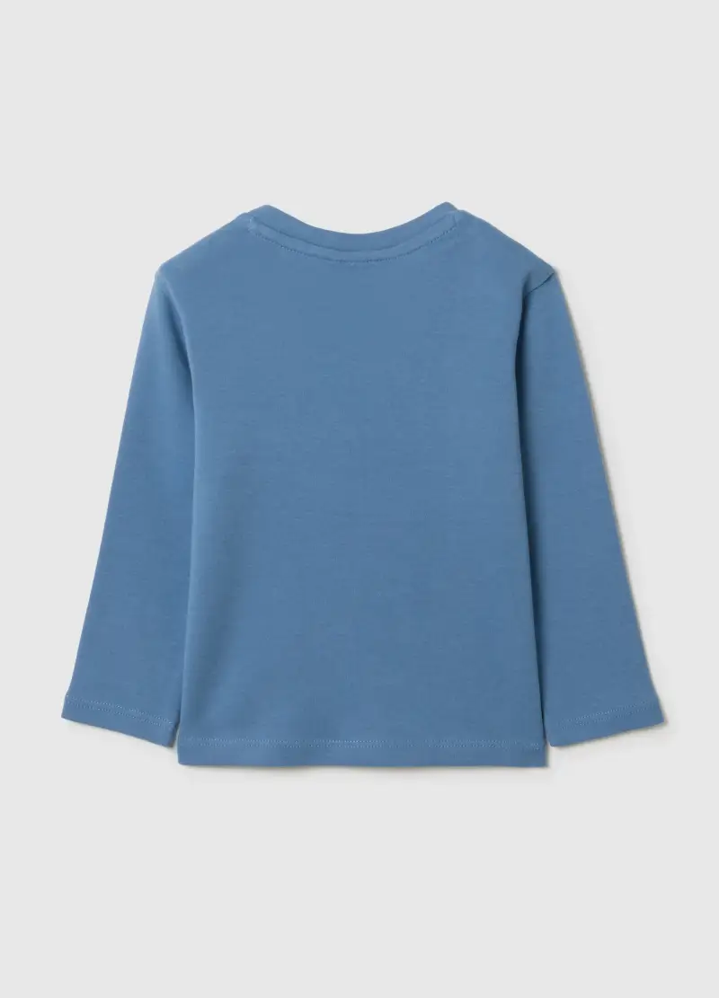 Maglia Da Bambino In Puro Cotone Blu Regular Fit, Blu miniatura 2