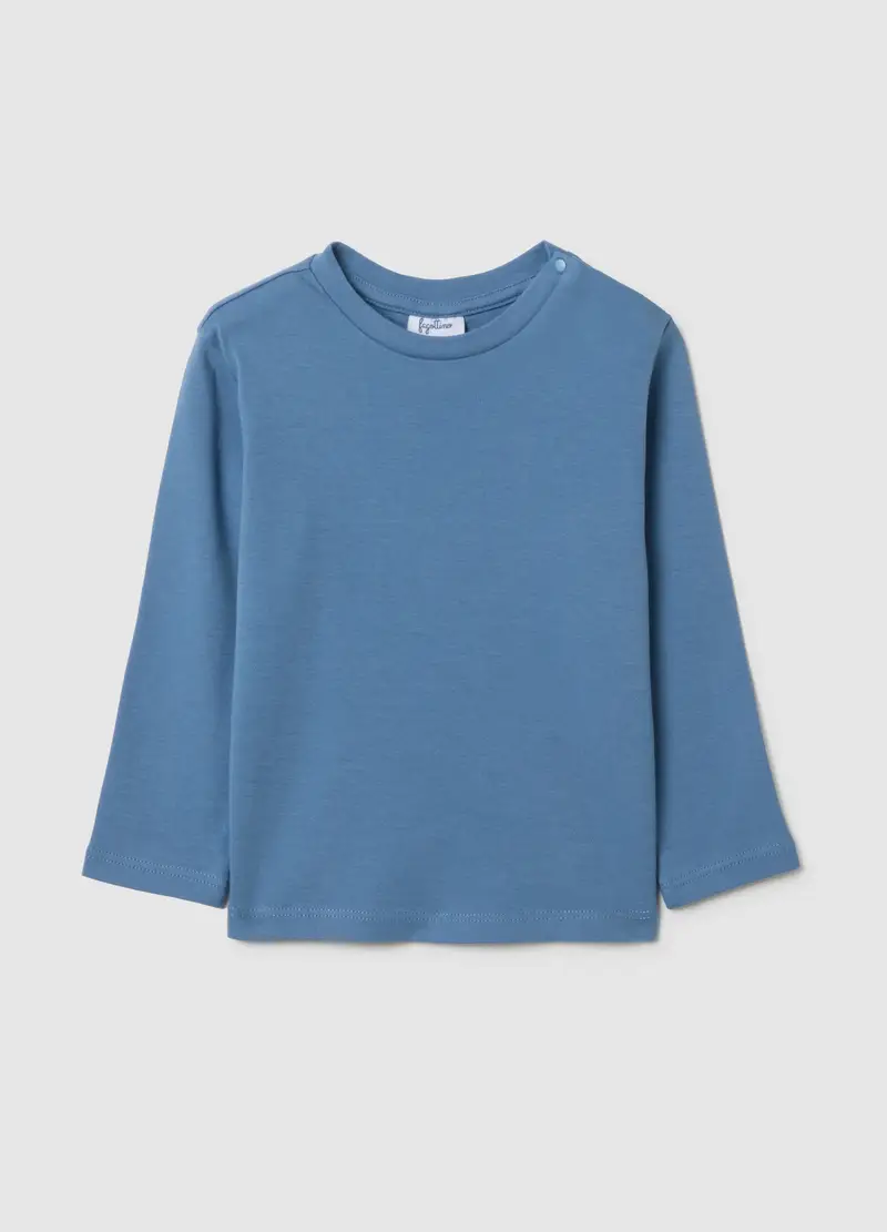 Maglia Da Bambino In Puro Cotone Blu Regular Fit, Blu