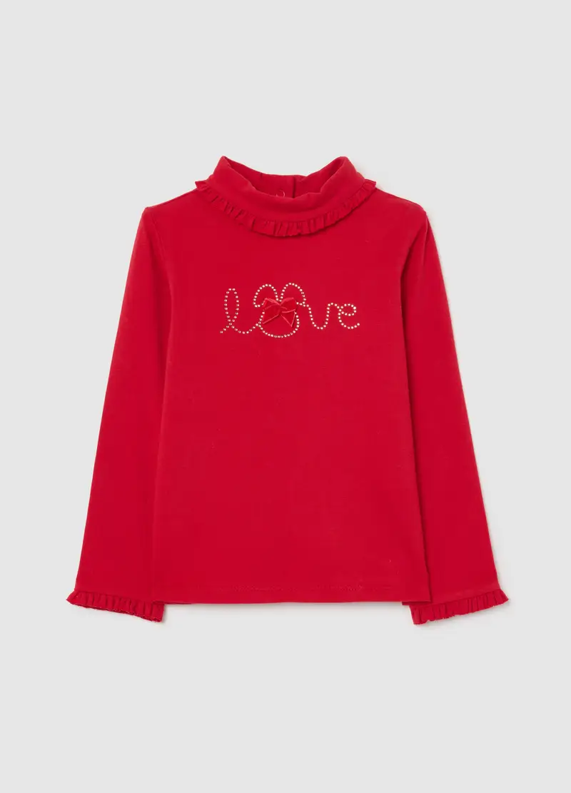 Maglia Da Bimba In Cotone Elasticizzato Rossa, Bambina, Rosso