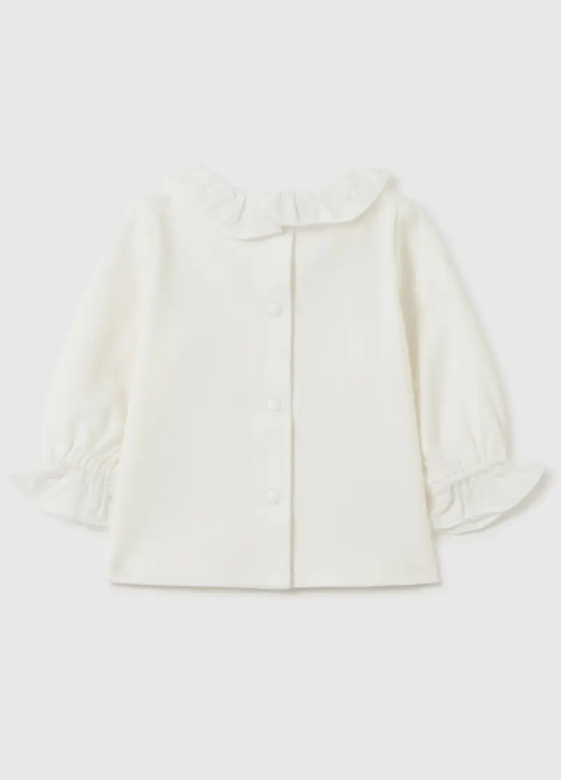 Maglia Da Neonata In Puro Cotone Bianca Regular Fit, Bianco miniatura 2