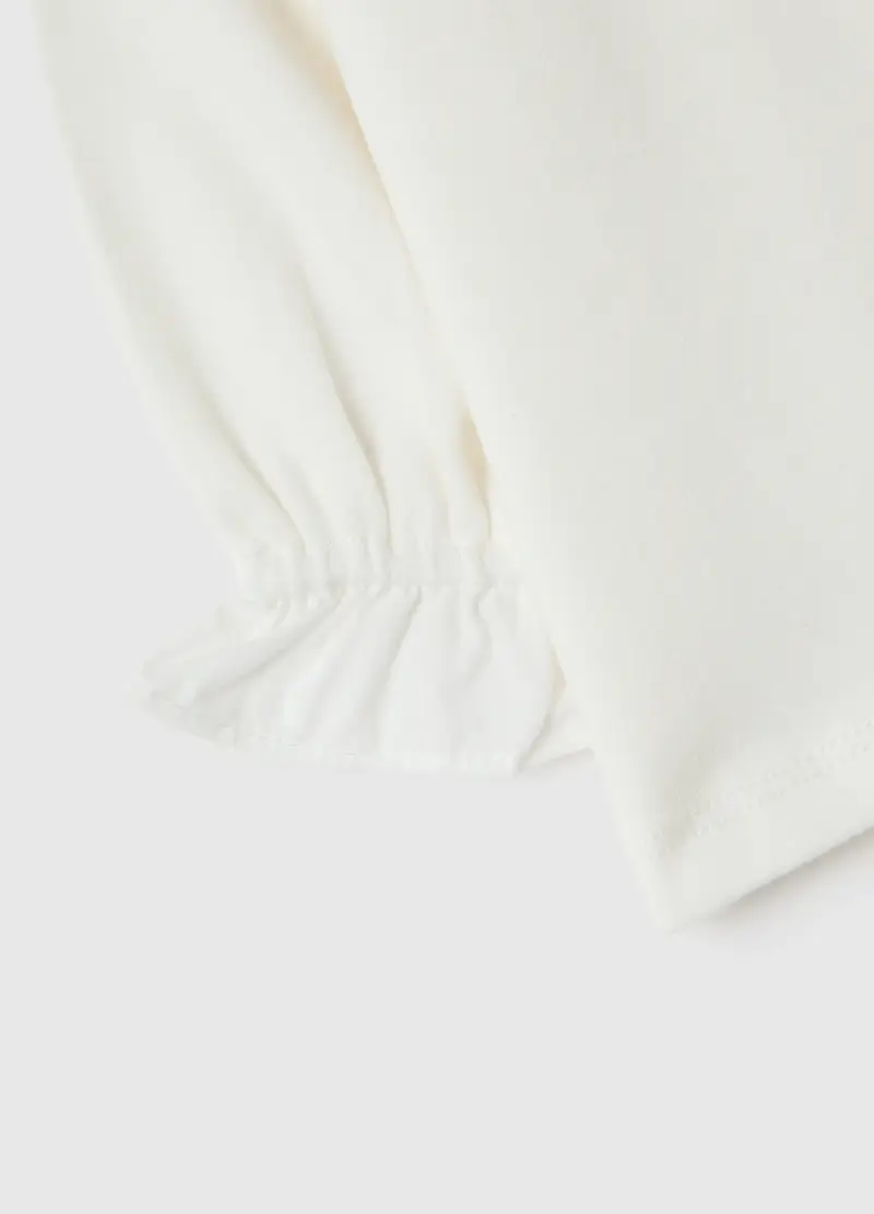 Maglia Da Neonata In Puro Cotone Bianca Regular Fit, Bianco miniatura 3