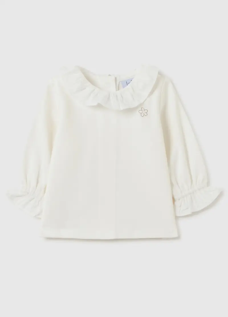 Maglia Da Neonata In Puro Cotone Bianca Regular Fit, Bianco