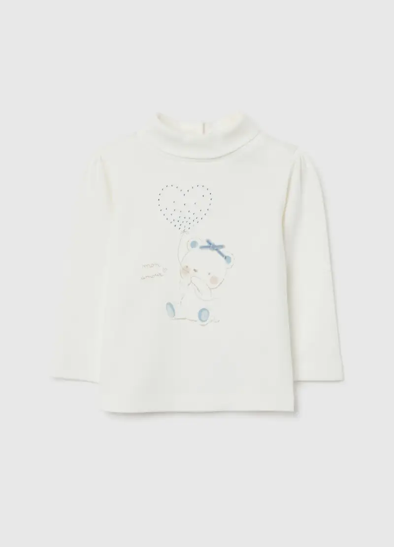 Maglia Da Neonata In Puro Cotone Bianca Regular Fit, Bianco