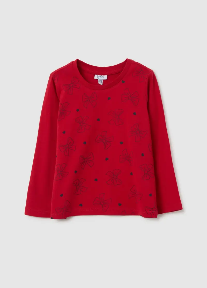 FAGOTTINO, Maglia Da Neonata In Puro Cotone Rossa Regular Fit Con Fiocchi Ricamati, Bambina, Rosso, Taglia: 9-12