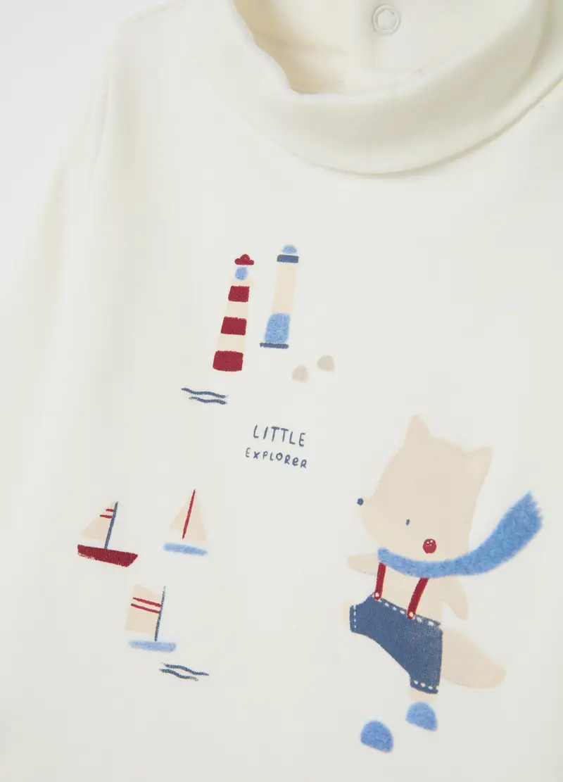 Maglia Da Neonato In Puro Cotone Bianca Regular Fit, Bianco miniatura 3