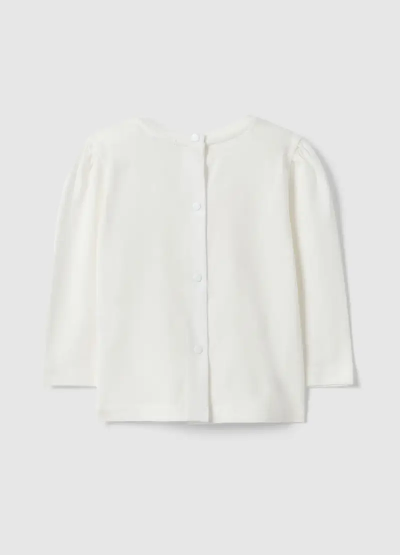 Maglia In Cotone Biologico Bianca Regular Fit Per Bimba, Neonata, Bianco miniatura 2