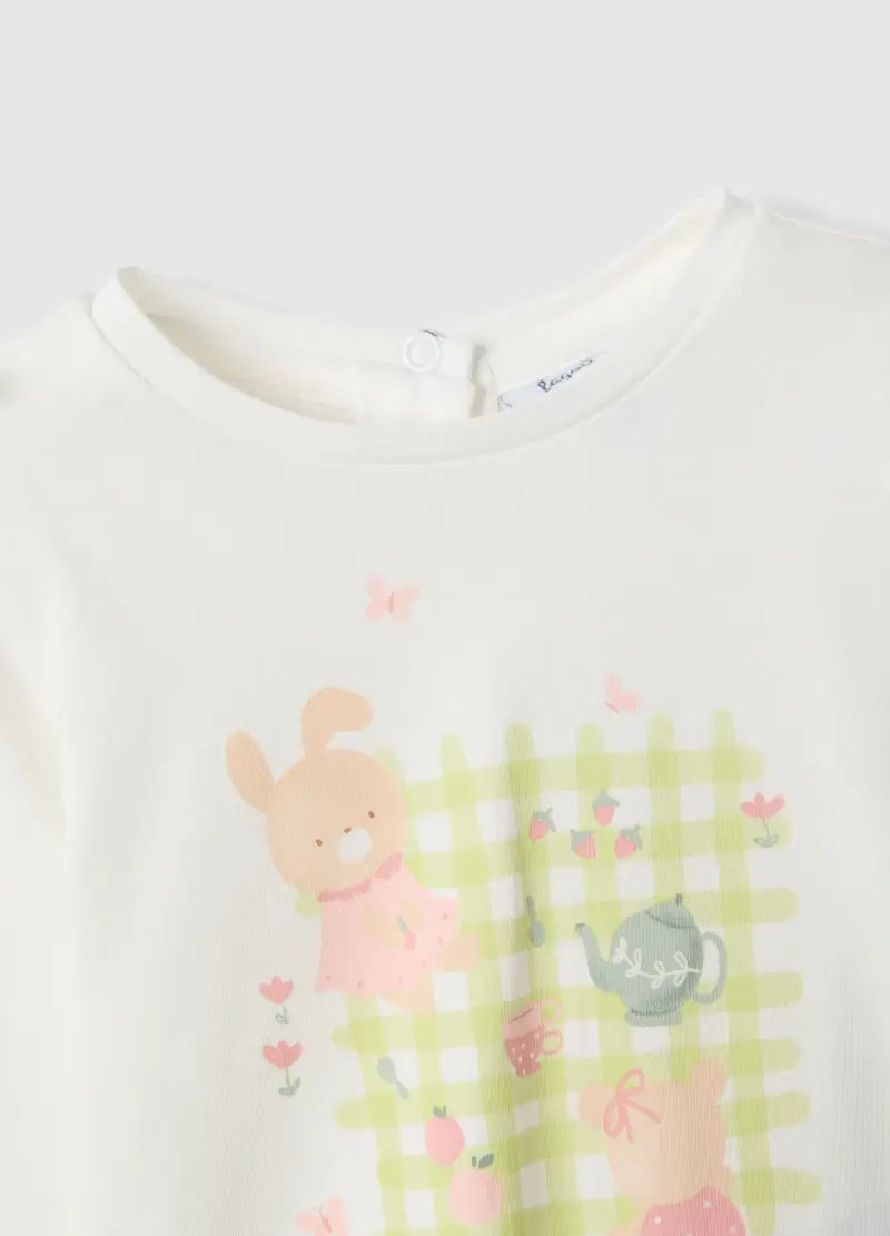 Maglia In Cotone Biologico Bianca Regular Fit Per Bimba, Neonata, Bianco miniatura 3