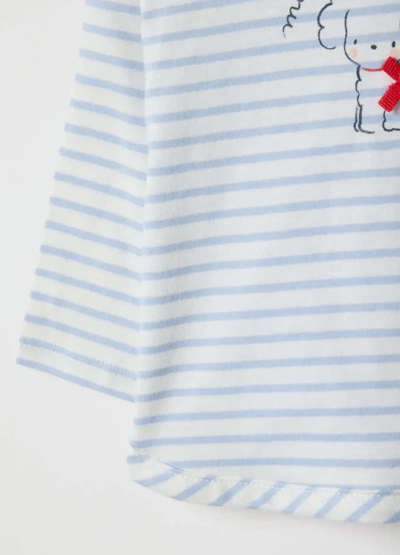 Maglia In Puro Cotone A Righe Multicolor Da Neonata Regular Fit, Multicolor miniatura 3