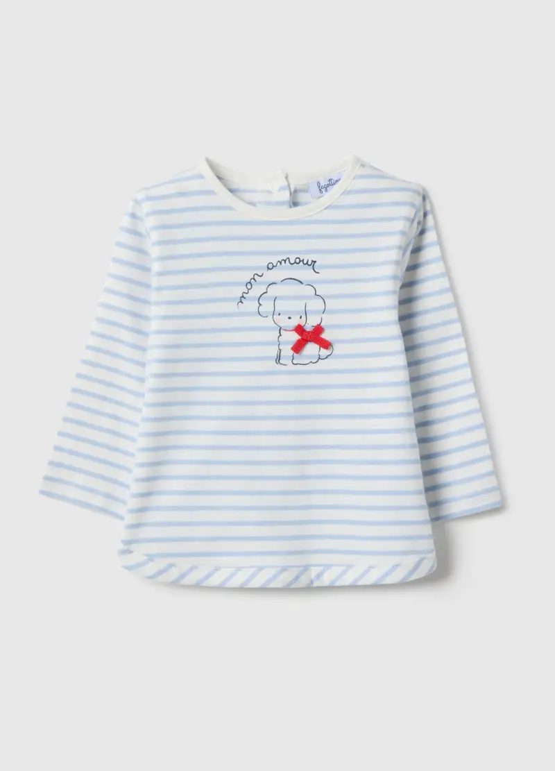 Maglia In Puro Cotone A Righe Multicolor Da Neonata Regular Fit, Multicolor