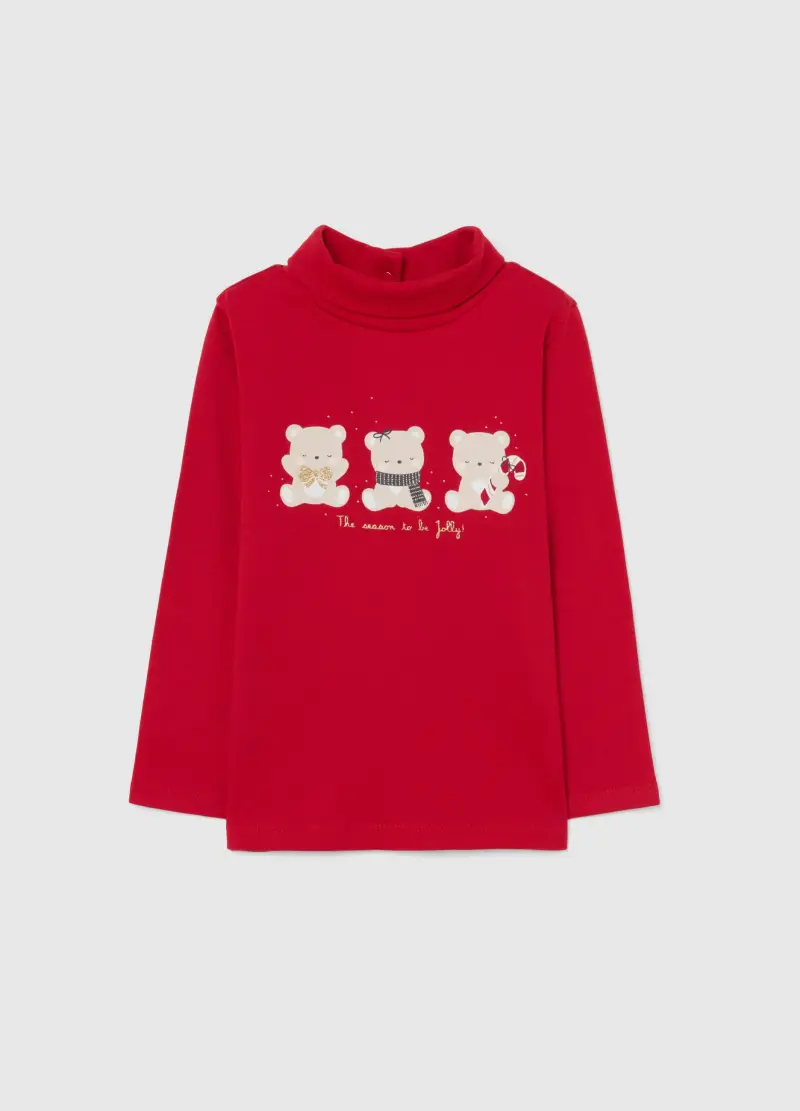 Maglia Rossa Da Bimba In Puro Cotone Regular Fit Con Stampa, Bambina, Rosso