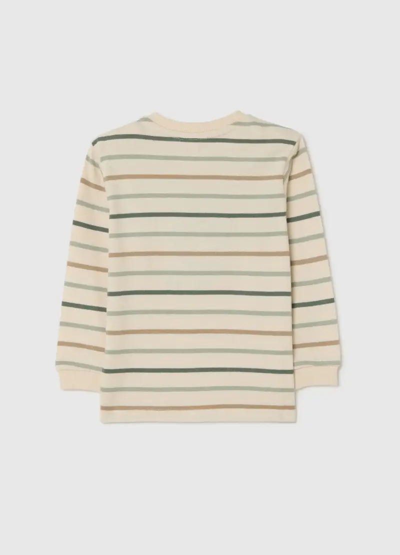 Maglietta Beige A Maniche Lunghe Con Righe, Bambino, Beige miniatura 2