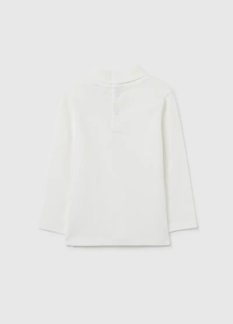 Maglietta Bianca A Collo Alto Da Bimbo In Puro Cotone Regular Fit, Bambino, Bianco miniatura 2