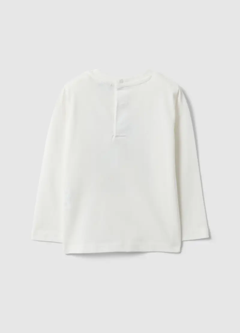 Maglietta Bianca A Maniche Lunghe In Puro Cotone Per Bimbo, Bambino, Bianco miniatura 2