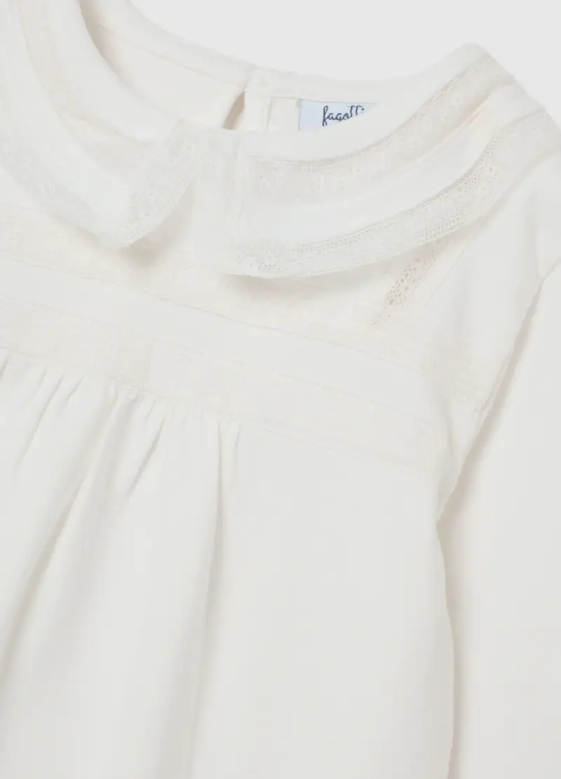 Maglietta Bianca Da Bimba In Cotone Elasticizzato Regular Fit, Bambina, Bianco miniatura 3