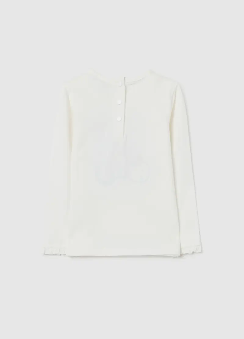 Maglietta Bianca Da Bimba In Cotone Elasticizzato Regular Fit Con Stampa, Bambina, Bianco miniatura 2