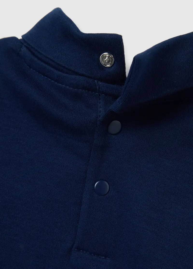 Maglietta Blu A Collo Alto Da Bimbo In Puro Cotone Regular Fit, Bambino, Blu miniatura 3