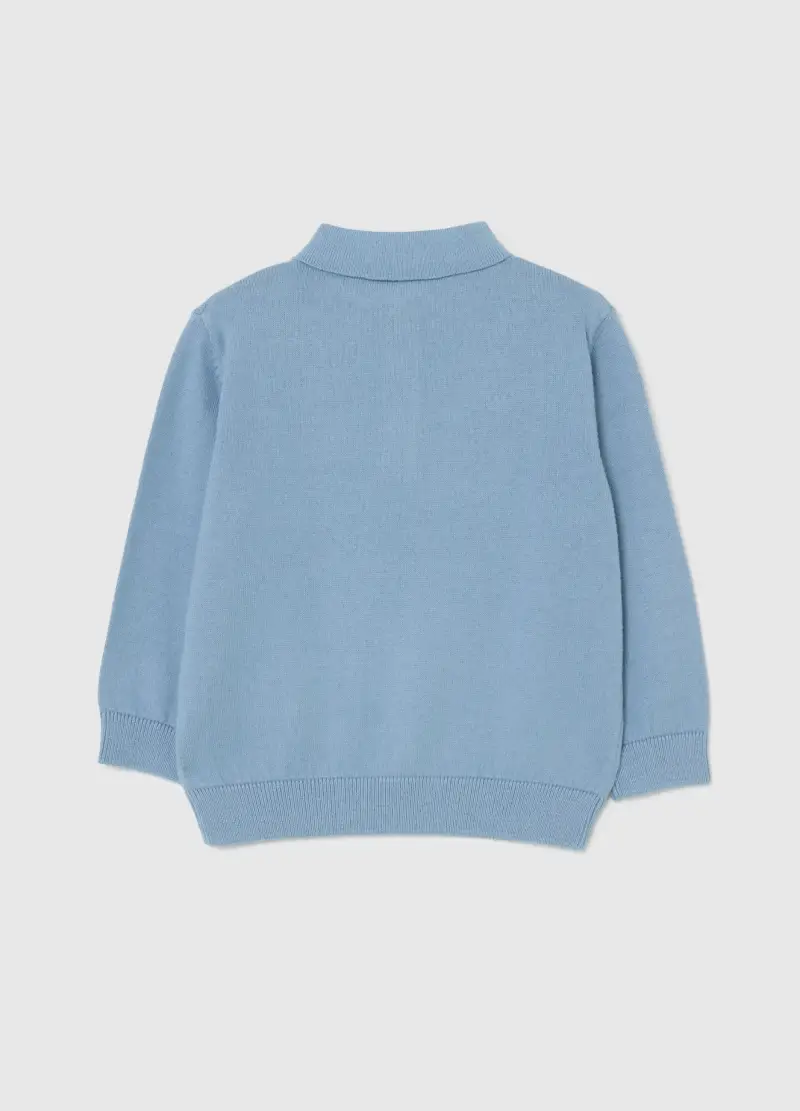 Maglietta Collo Classico Azzurra Da Bimbo In Misto Cotone Regular Fit, Bambino, Azzurro miniatura 2