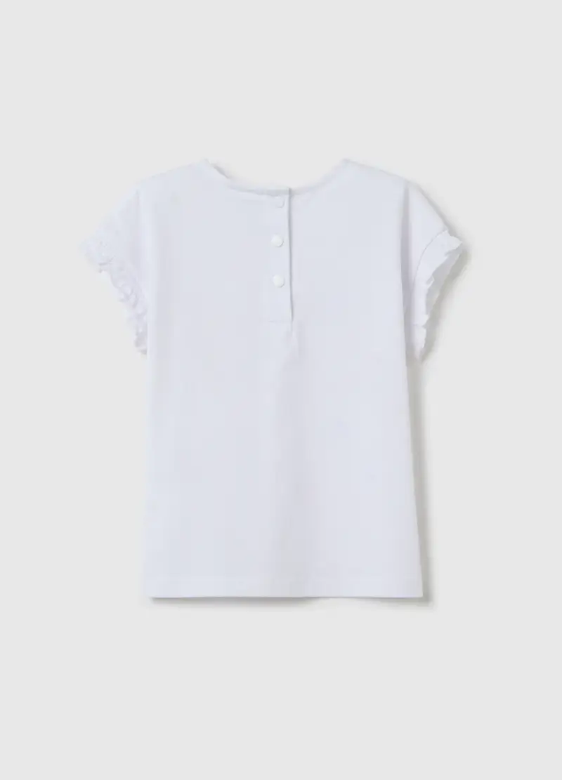 Maglietta Da Bambina In Cotone Elasticizzato Bianca Regular Fit, Bianco miniatura 2