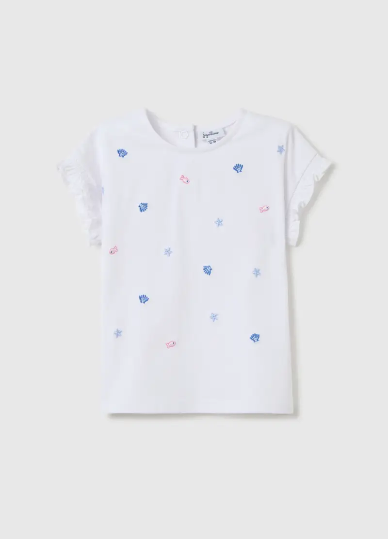 Maglietta Da Bambina In Cotone Elasticizzato Bianca Regular Fit, Bianco