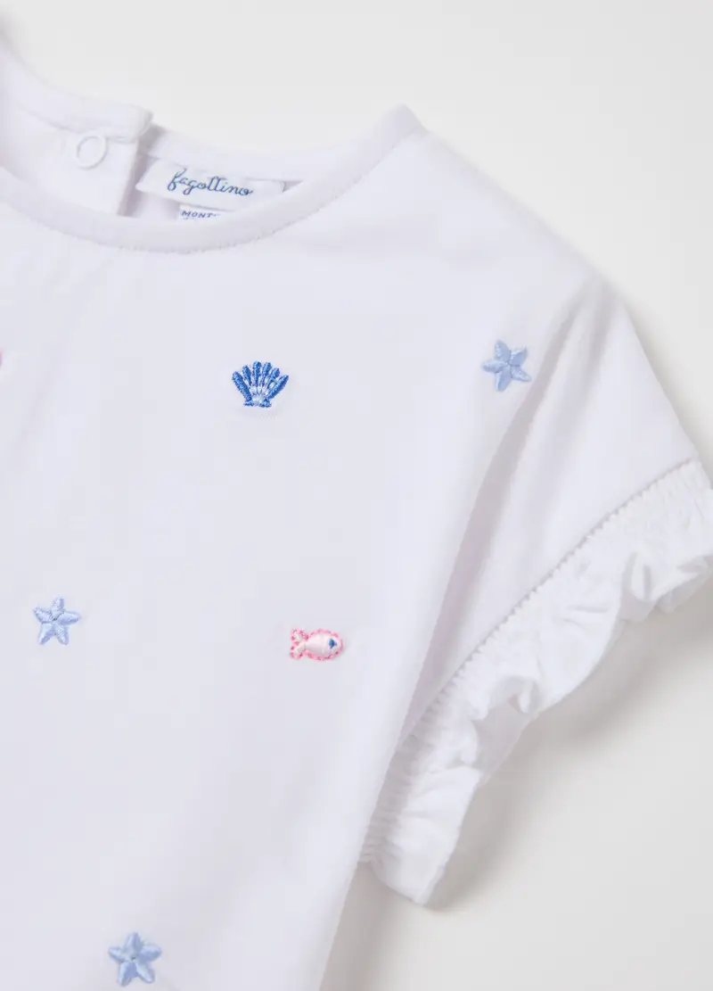 FAGOTTINO, Maglietta Da Bambina In Cotone Elasticizzato Bianca Regular Fit, Bianco, Taglia: 9-12 miniatura 2