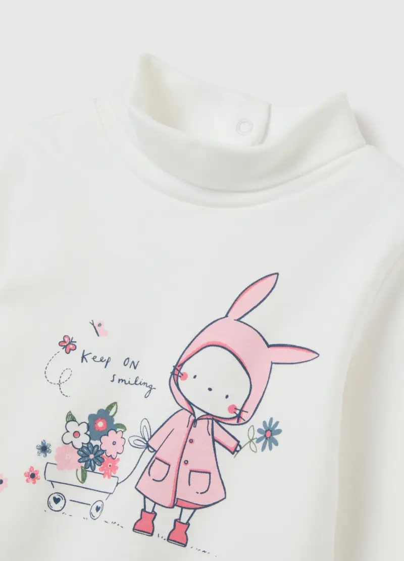 Maglietta Da Bambina In Puro Cotone Bianca Regular Fit, Bianco miniatura 3