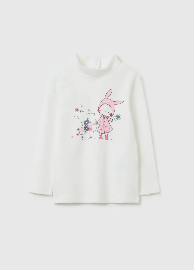 Maglietta Da Bambina In Puro Cotone Bianca Regular Fit, Bianco